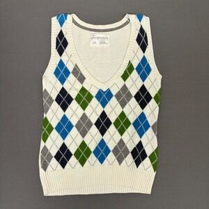 Aeropostale Women's Argyle White Sweater Vest Size XS Y2K